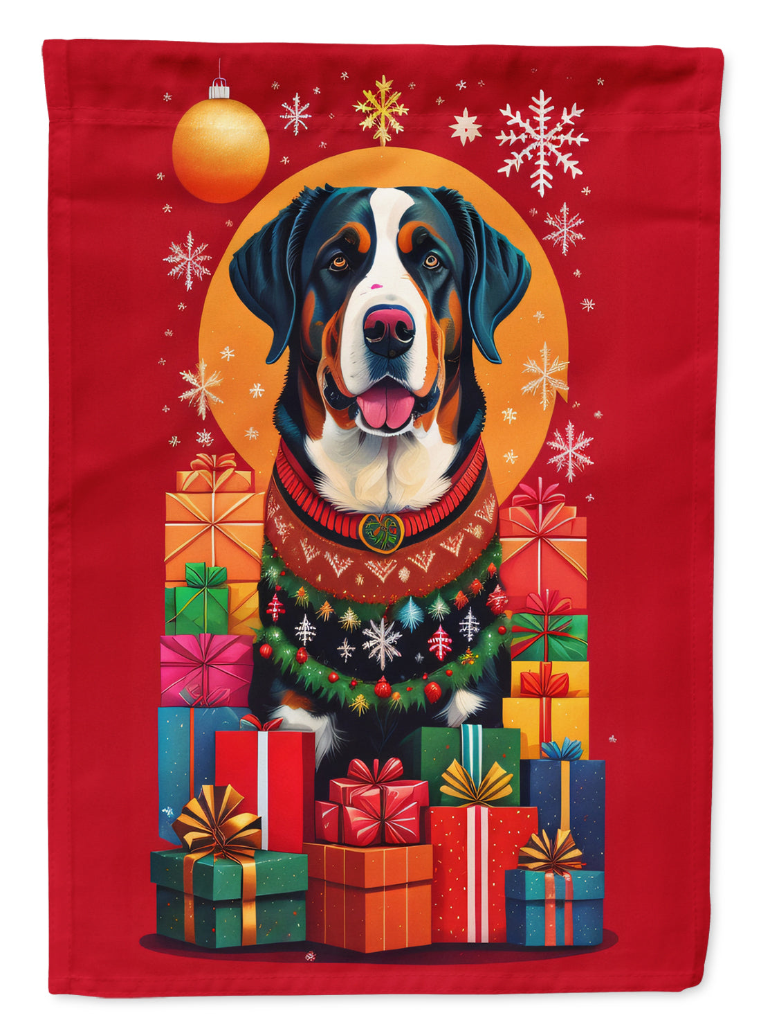 Greater Swiss Mountain Dog Holiday Christmas House Flag