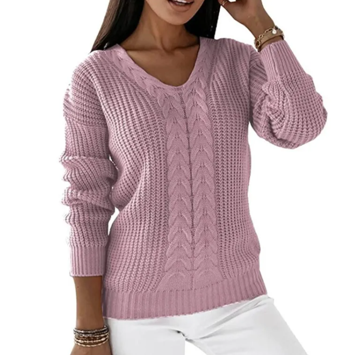 Cozy Twist V-Neck Knit Pullover | Streetwear