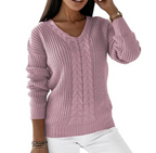 Cozy Twist V-Neck Knit Pullover | Streetwear