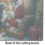 Bernese Mountain Dog and Santa Claus Glass Cutting Board