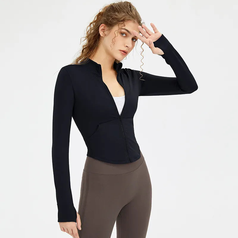Women's Skinny Slim Zipper Short Stand Collar Coat