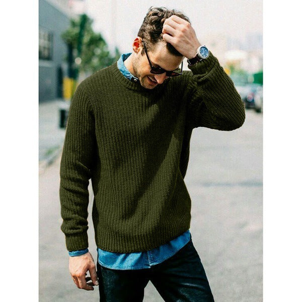 Men's Casual Slim Fit Round Neck Knit Sweater