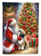 Lhasa Apso and Santa Claus House Flag