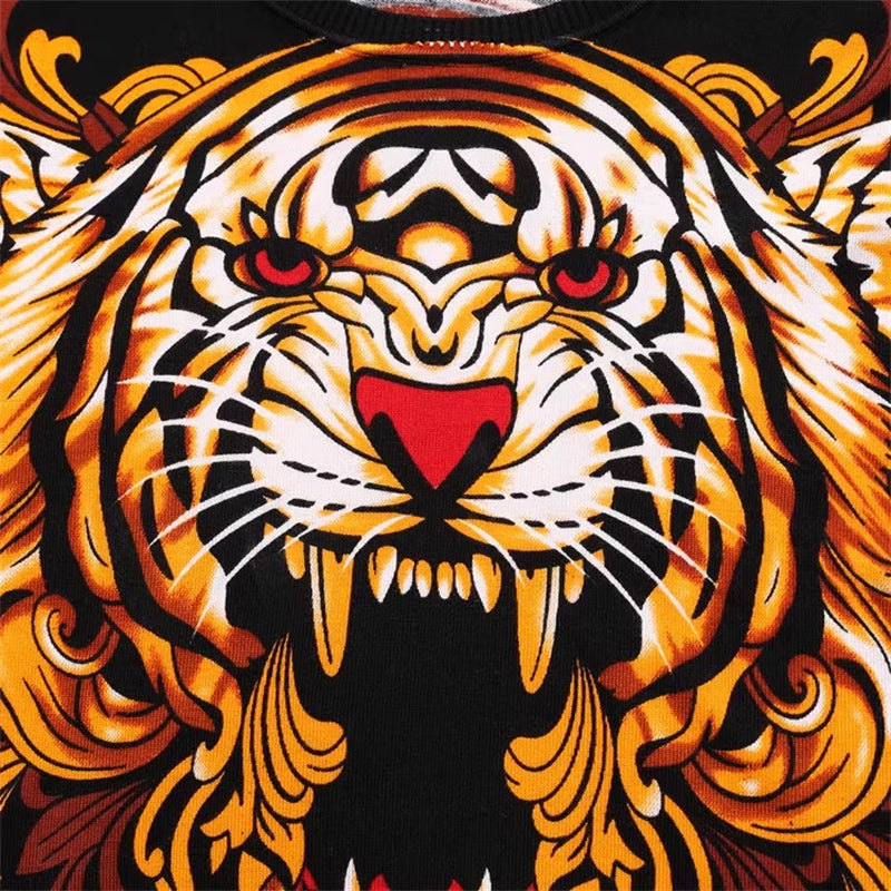 Men's Luxury 3D Tiger Print Knitted Sweater Pullover | Streetwear