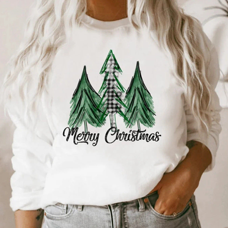 Women's Long Sleeve Christmas Print Crew Neck Sweatshirt | Streetwear