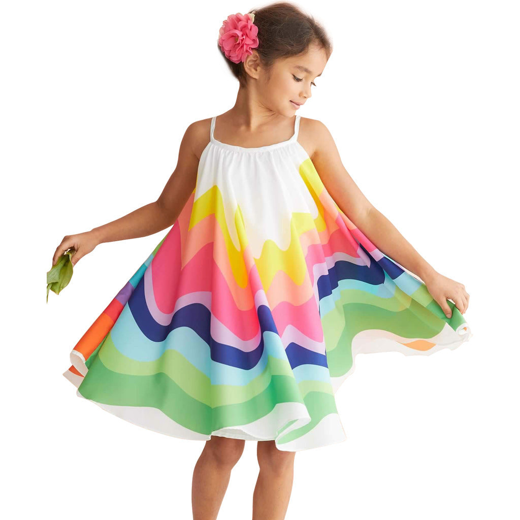 2023 Hot Selling Girls' Summer Rainbow Dress