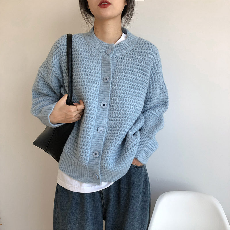 2023 Women's Autumn Knitted Cardigan Sweater (Beige/White)
