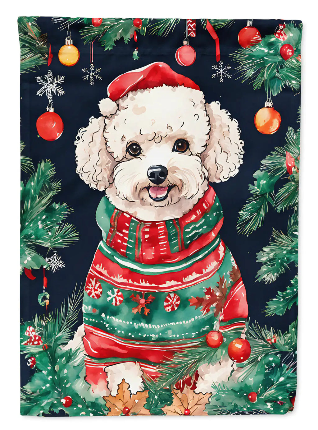 Poodle Christmas House Flag