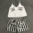 Satin Fox Print Cami and Shorts Pajama Set