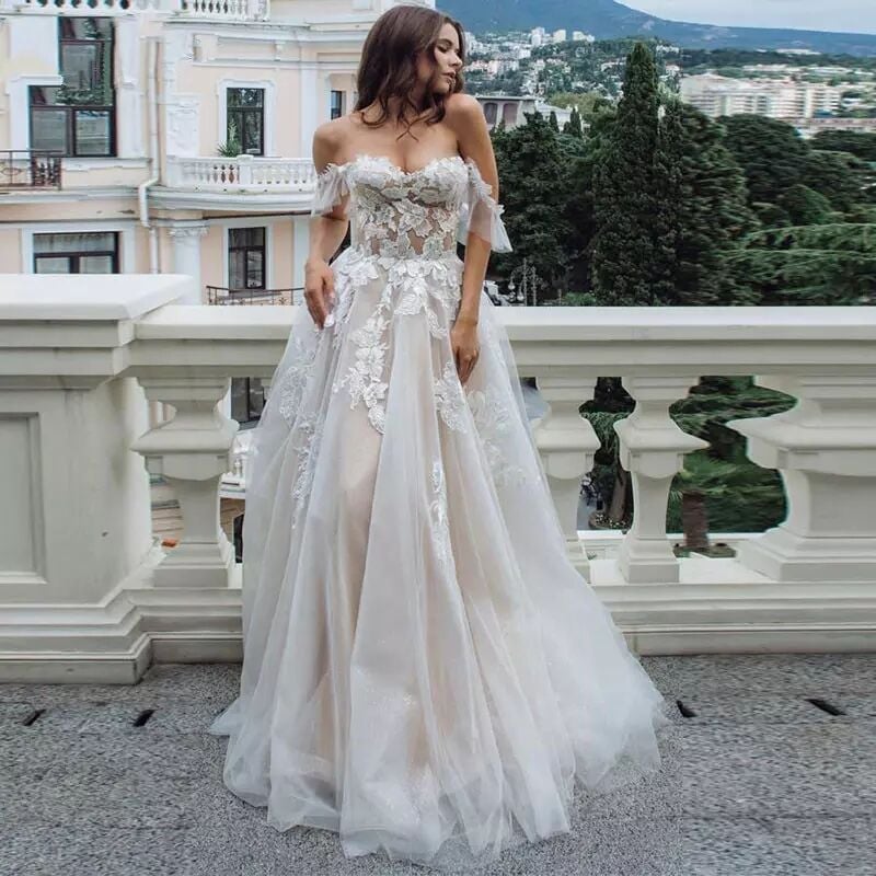 Plus Size New Sexy Lace Tube Top Wedding Dress
