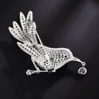 Zircon Hummingbird Bird Brooch Pin