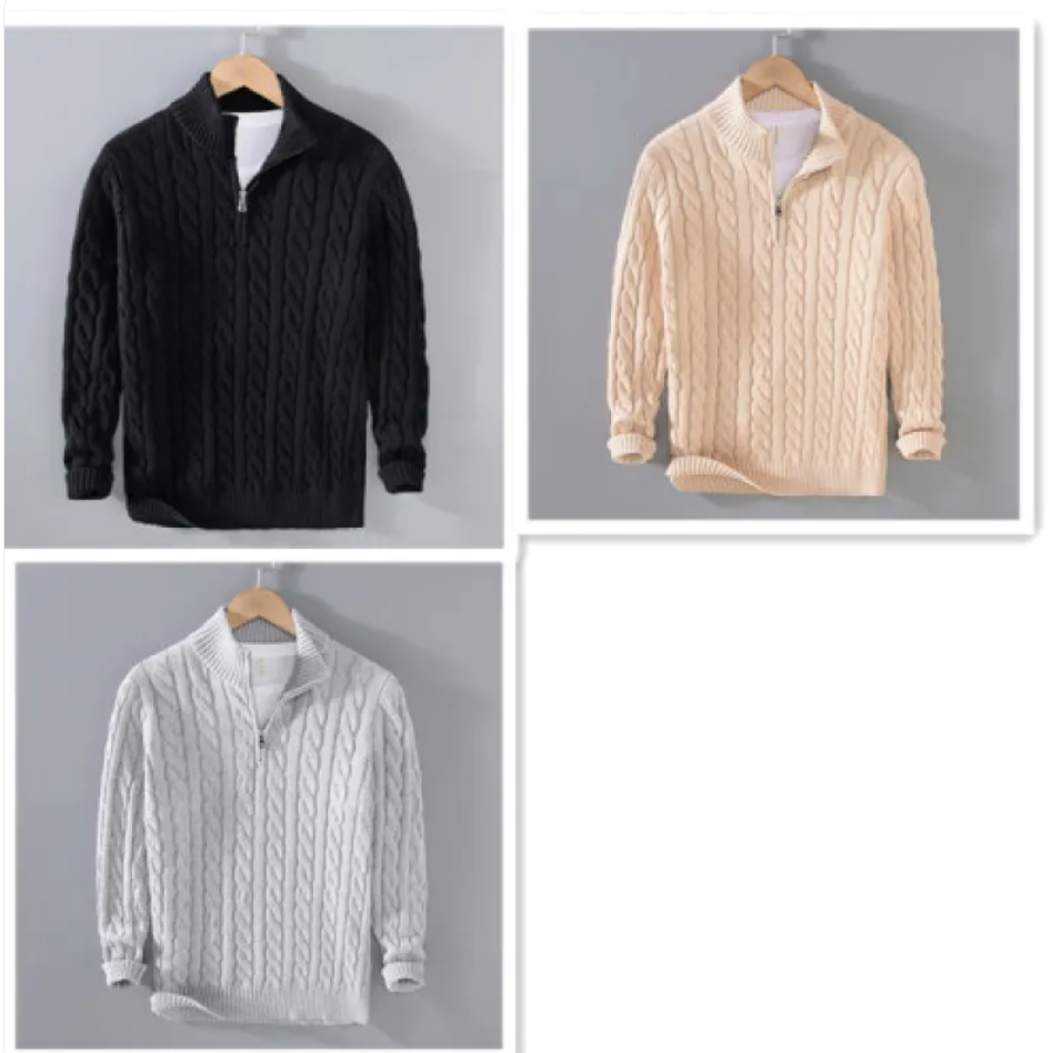 Men's Half Turtleneck Zipper Sweater