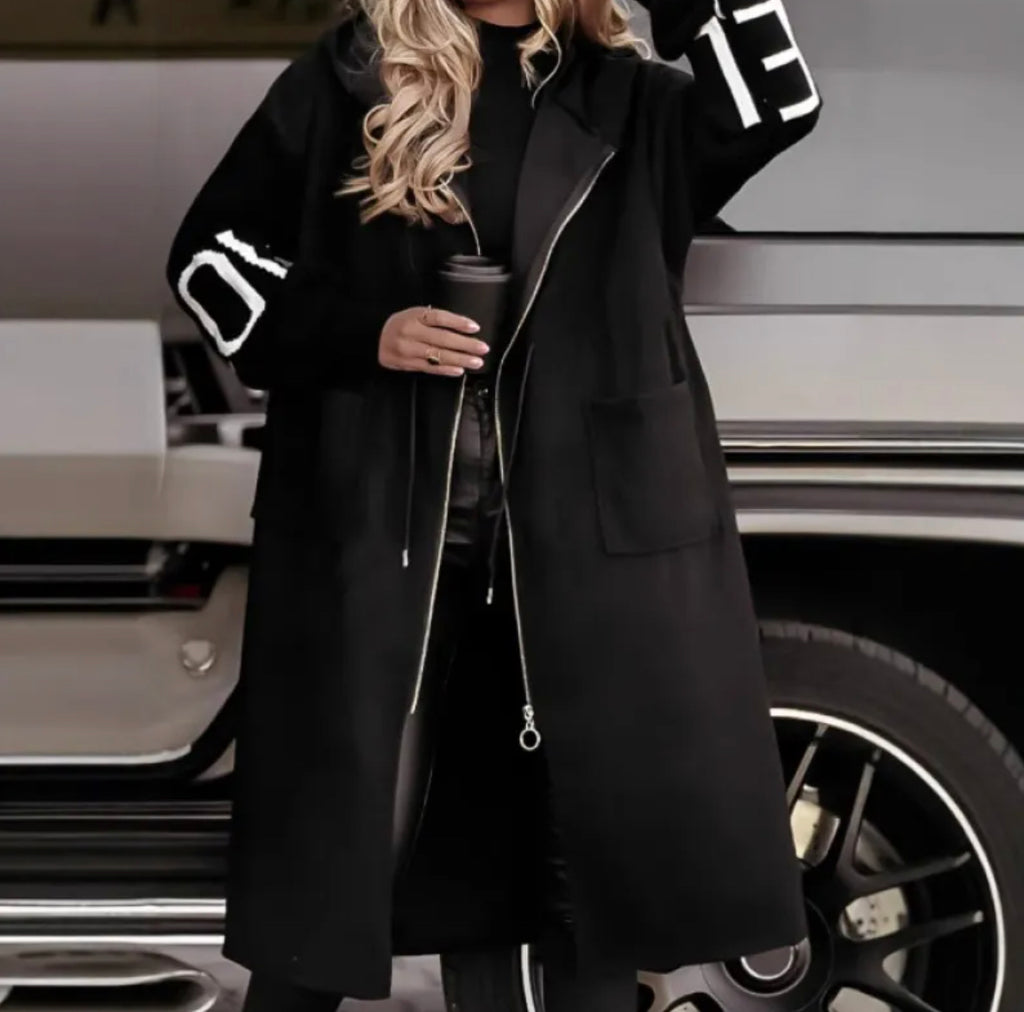 Women's Mid-length Hoodie Windbreaker Sweater Coat | Streetwear