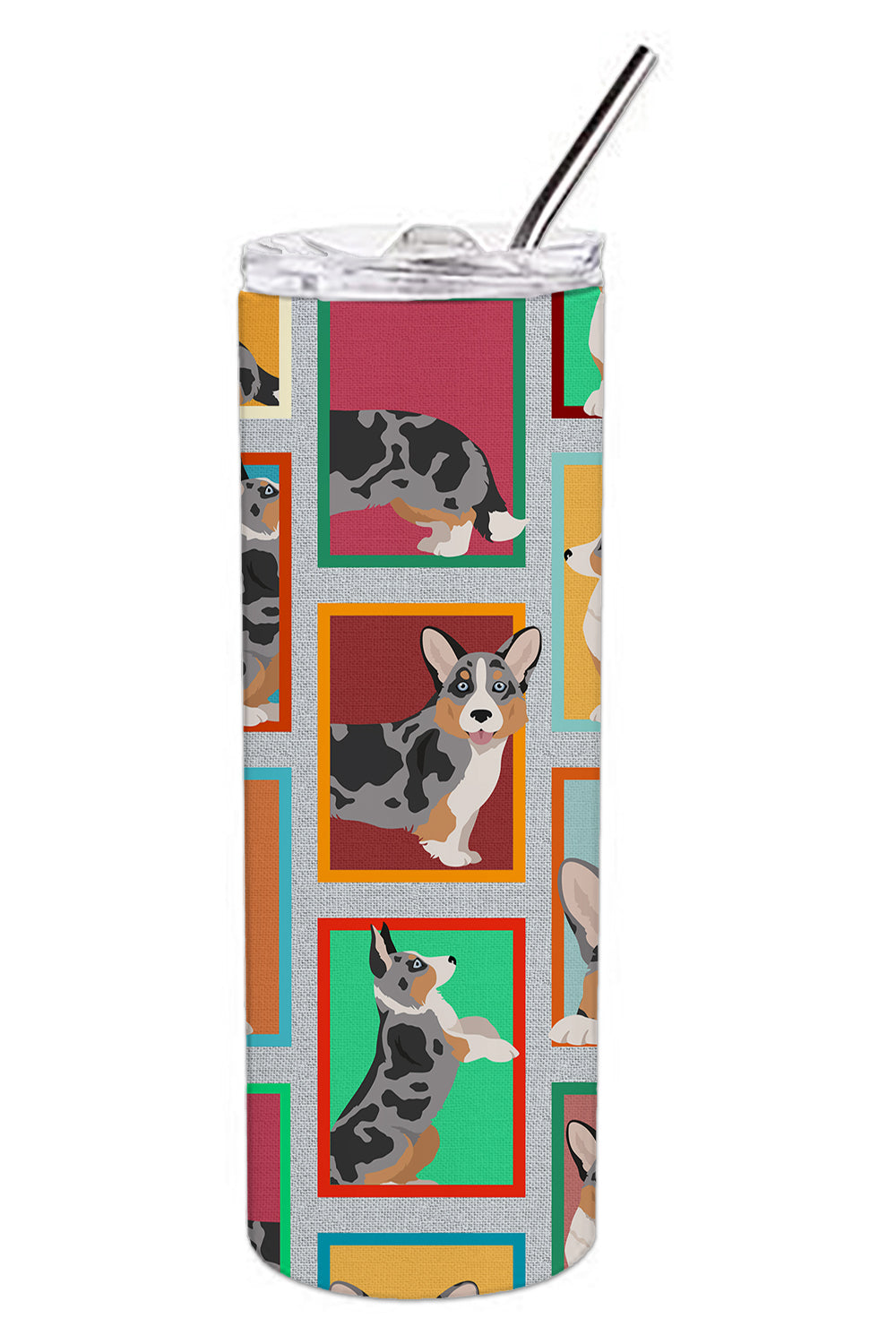 Lots of Blue Merle Welsh Cardigan Corgi Stainless Steel Skinny Tumbler