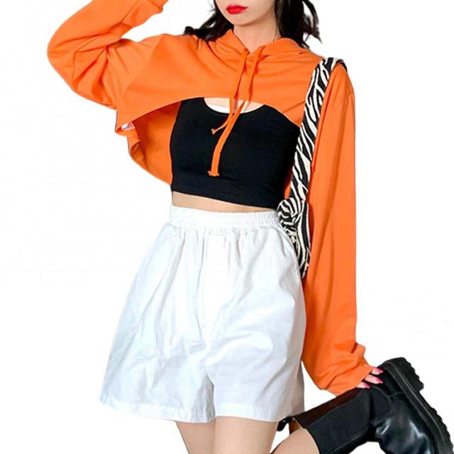 Irregular Long Sleeve Casual Solid Color Hoodie Sweatshirt | Streetwear