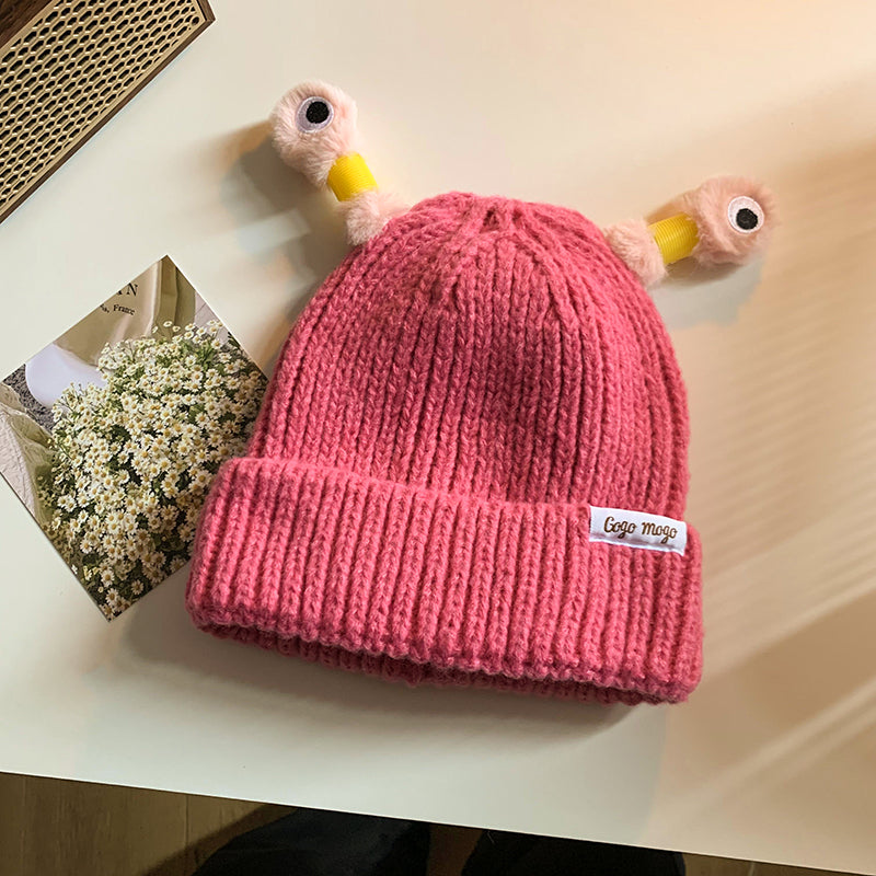 Funny Frog Knitted Beanie for Women | Embroidered Cap