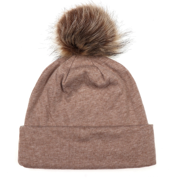 Double-layer Cotton Kids' Pullover Hat with Fur Ball
