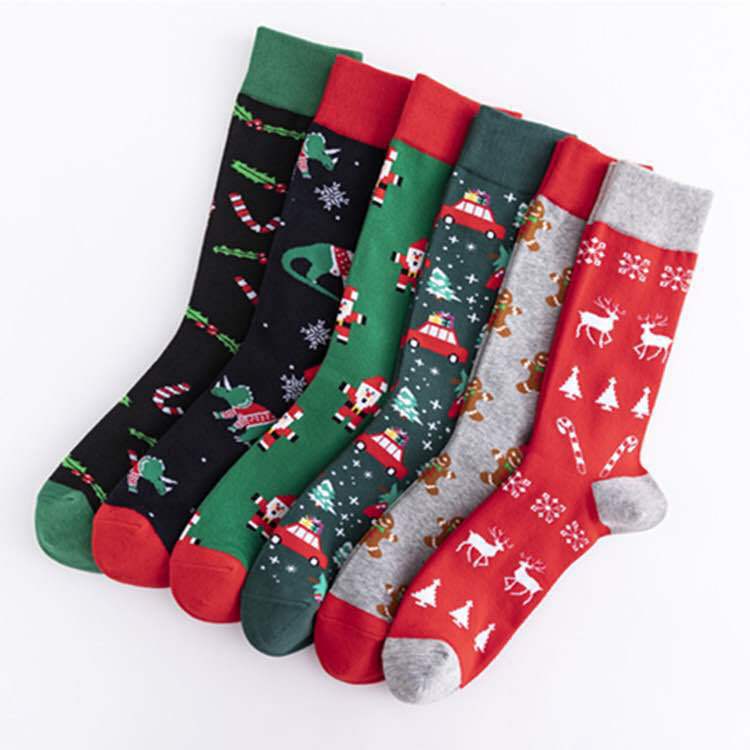 Casual Trend Men's Socks with Christmas Elements