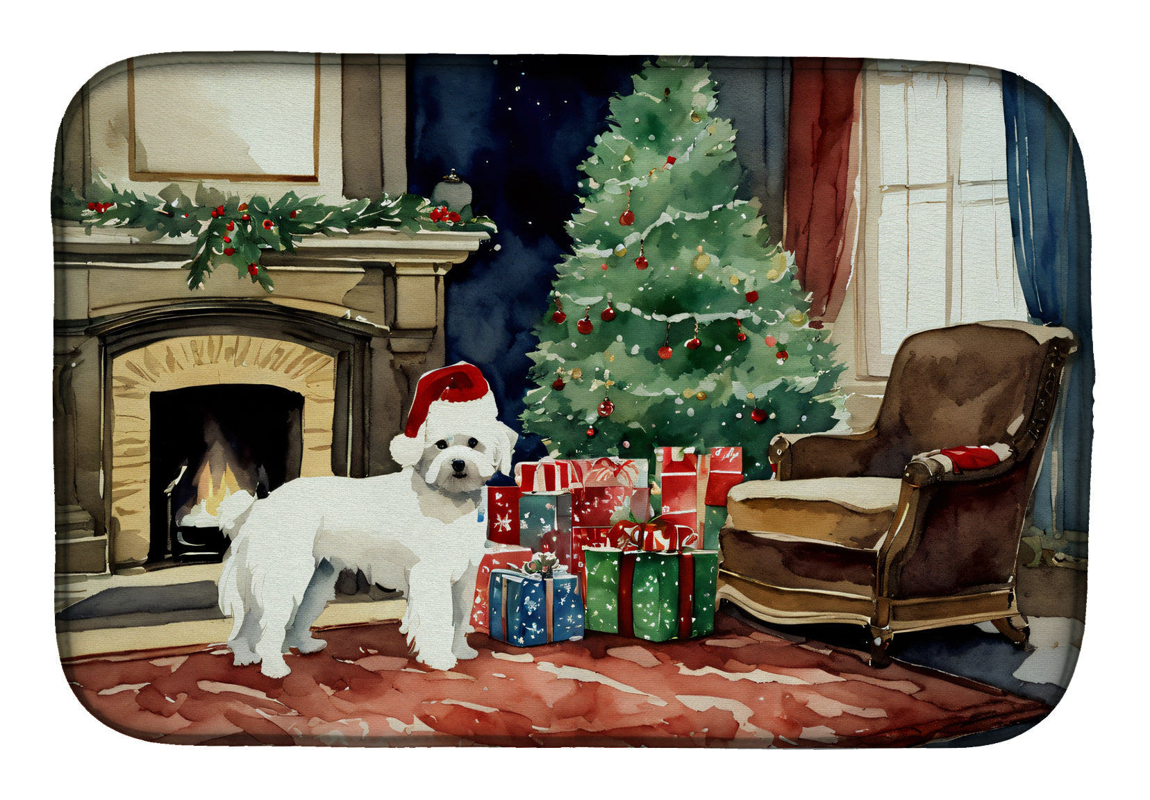 Maltese Cozy Christmas Dish Drying Mat