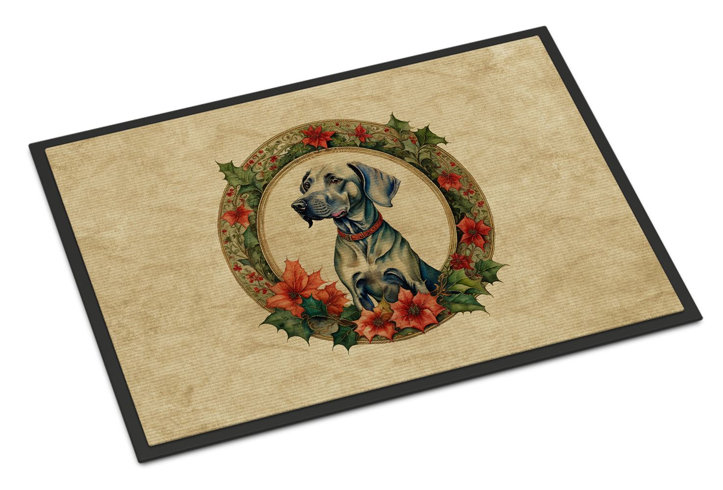 Weimaraner Christmas Flowers Doormat