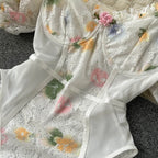 Spicy Girl Lace Panel High Fork BodysuiT