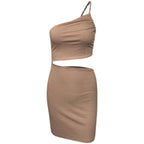 Summer Hollow Back Slit Dress with Drawstring Design