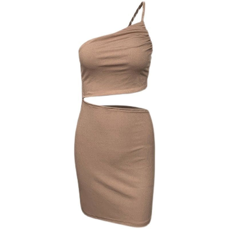 Summer Hollow Back Slit Dress with Drawstring Design