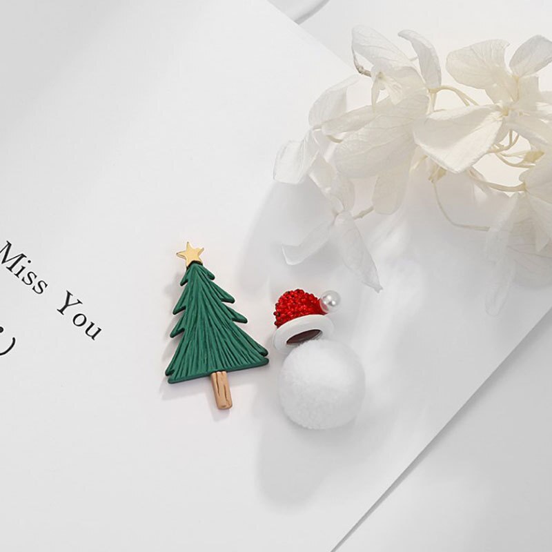 Korean Style Silver Stud Earrings with Christmas Tree
