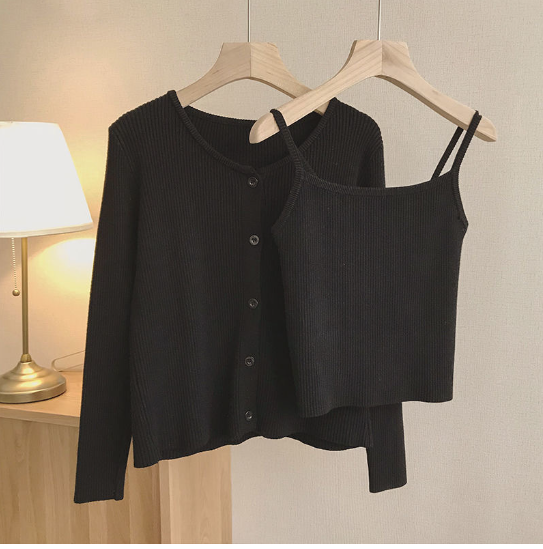 Slim Cardigan Set with Tank Top (One Set)