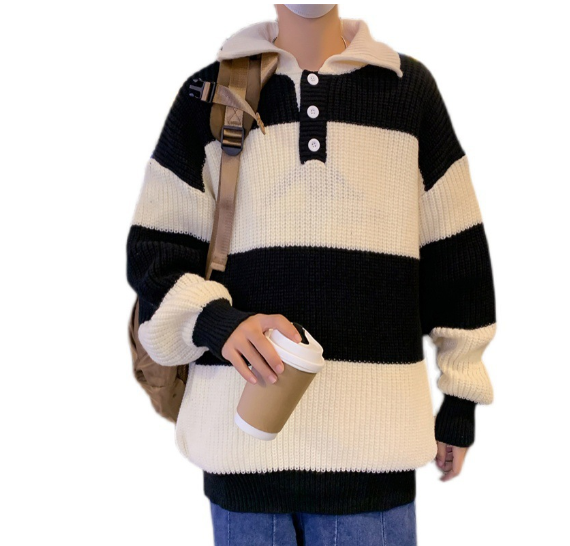 Men's Striped Turtleneck Sweater for Autumn & Winter