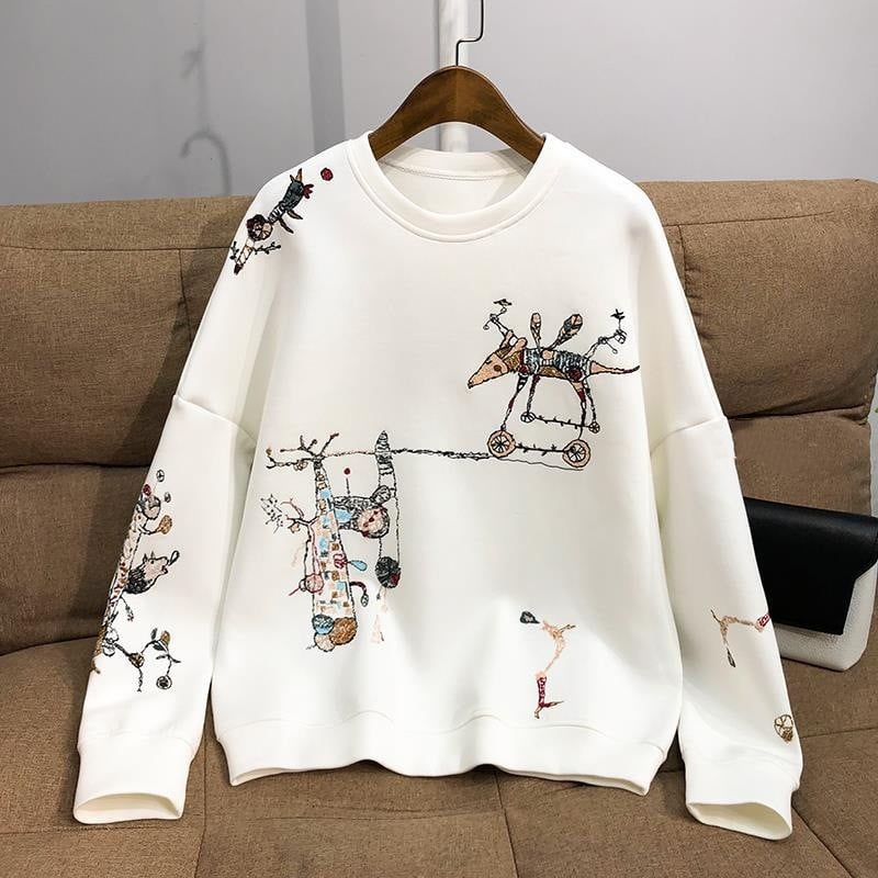 Embroidered Cotton Sweatshirt for Youthful Vitality | Streetwear