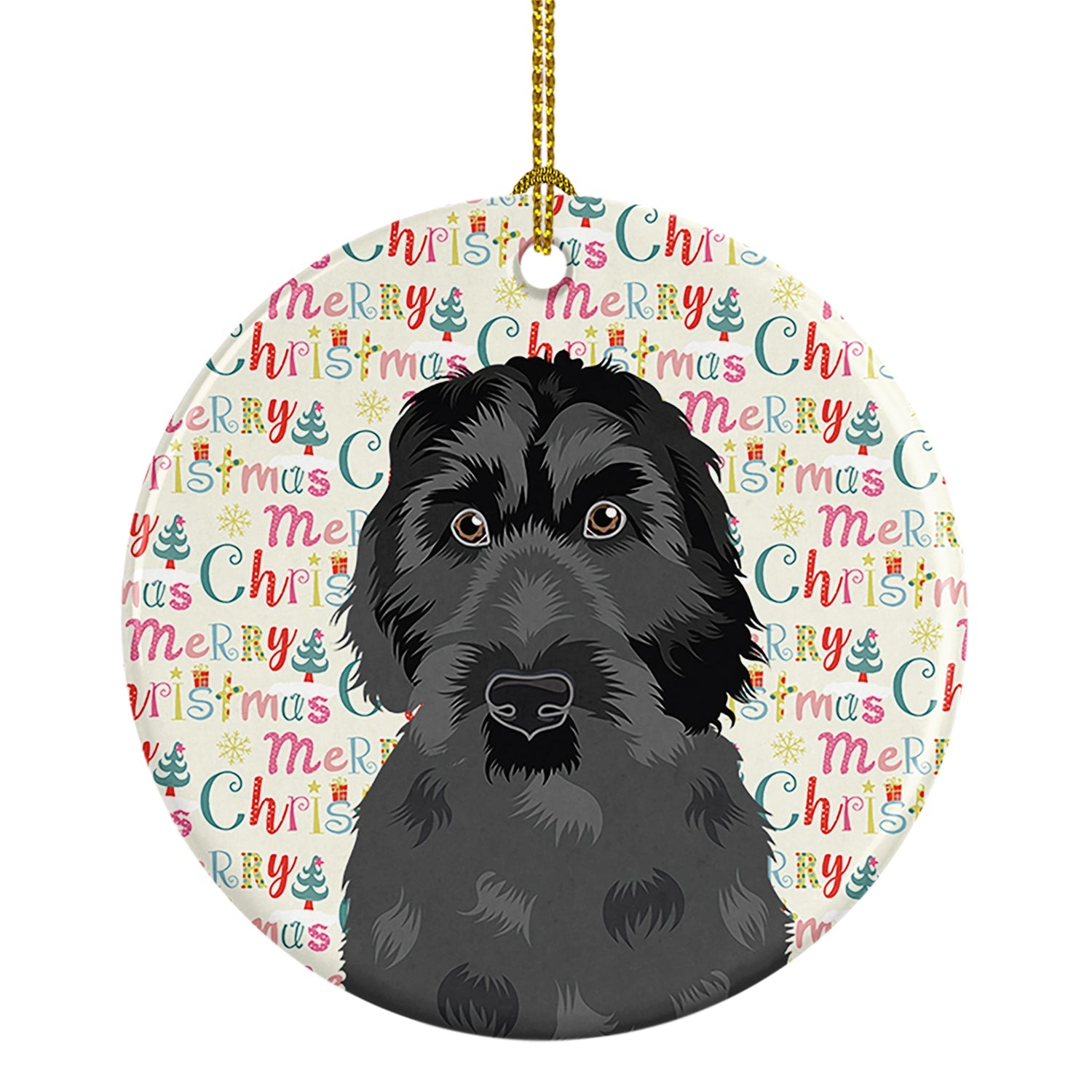 Doodle Black #3 Christmas Ceramic Ornament