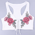 Embroidered V-Neck Tank Top with Tie Detail