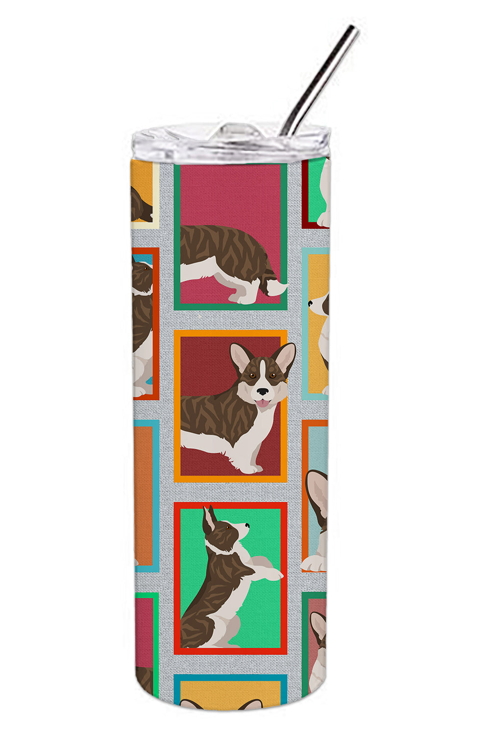 Lots of Brindle Cardigan Corgi Stainless Steel Skinny Tumbler