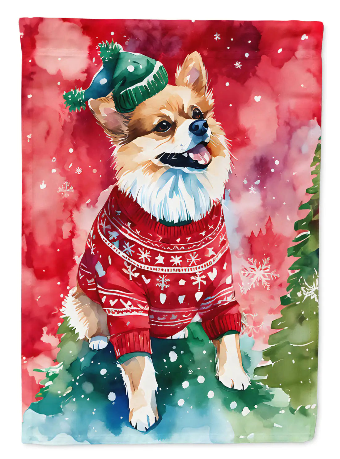 Pomeranian Christmas Garden Flag