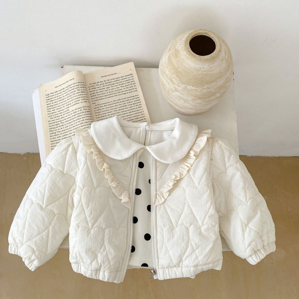 Thick Cotton-padded Heart-shaped Jacket for Baby Girls