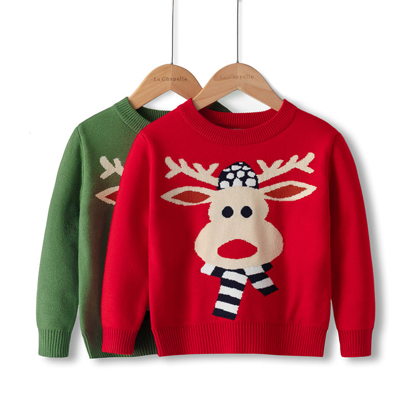 Round Neck Cartoon Double-Layered Boy's Sweater