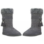 Toasty Toes Plush Knit Faux Fur Boots | Footwear