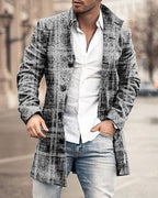 Men's Woolen Stand Collar Medium Long Casual Coat