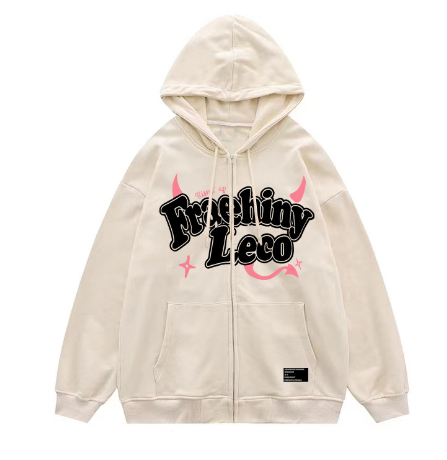 Fraehiny Printed Hooded Cardigan Sweater Coat