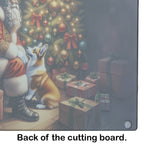 Corgi and Santa Claus Glass Cutting Board