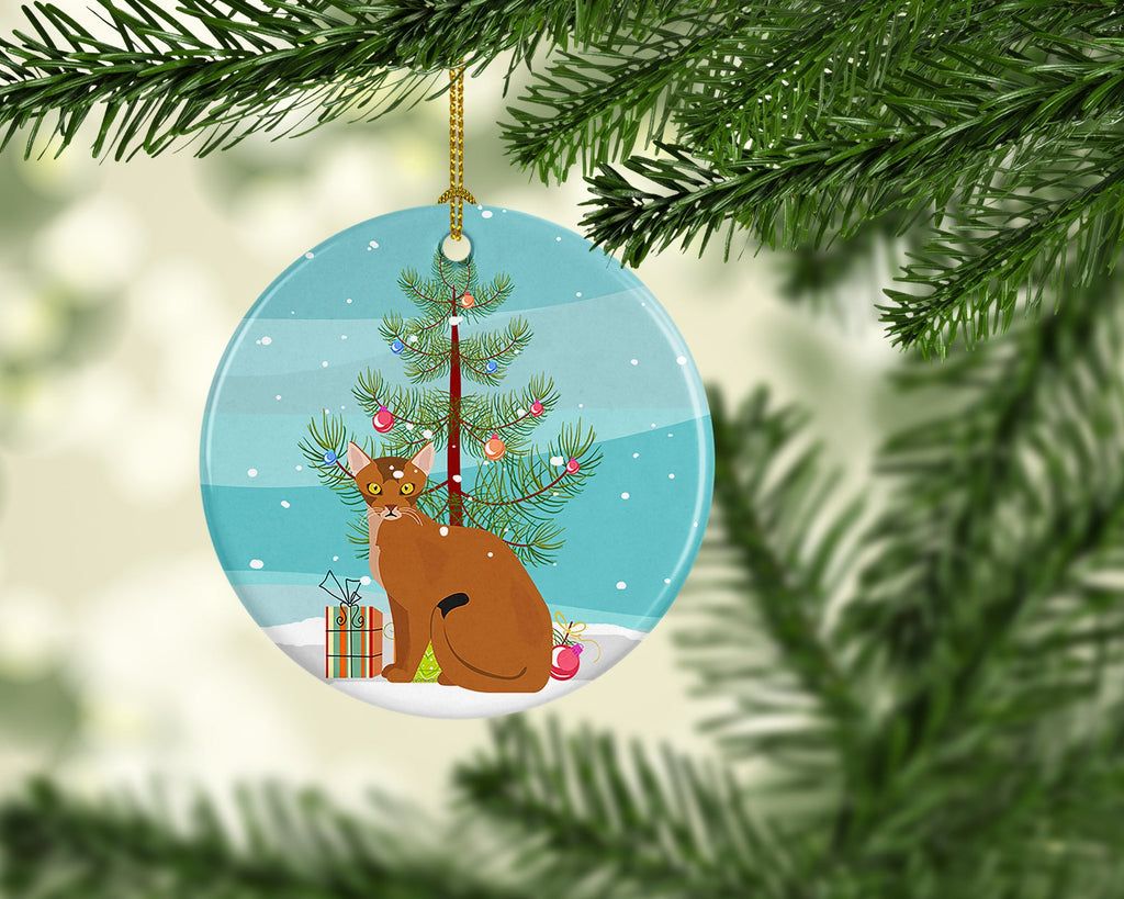 Abyssinian Cat Christmas Ceramic Ornament