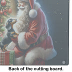 Dachshund and Santa Claus Glass Cutting Board