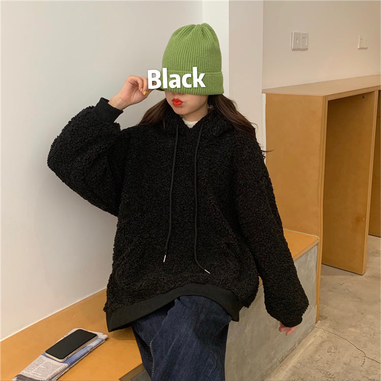 Women's Cozy Lamb Wool Coat with Bear Ears