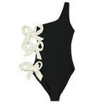 One-Shoulder Solid Color Women's Swimsuit