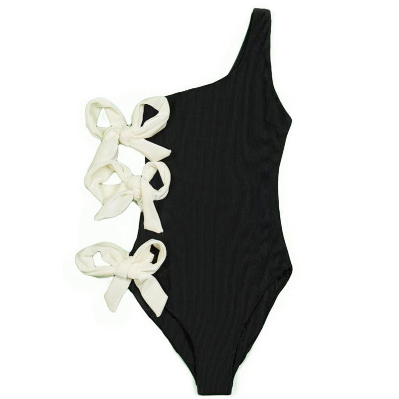 One-Shoulder Solid Color Women's Swimsuit