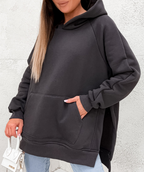 Women's Long Sleeve Hooded Slit Sweatshirt | Streetwear