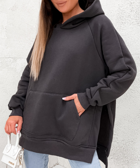 Women's Long Sleeve Hooded Slit Sweatshirt | Streetwear