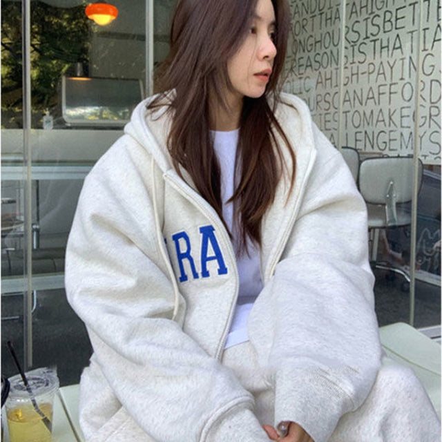 DAYIFUN Women's Casual Hooded Zipper Sweatshirt Tops | Streetwear