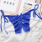Lace-Trimmed Open-Crotch T-Back Panties for Women